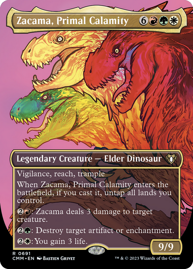 MTG 山 サマー PSA8 Zacama, Primal Calamity (Borderless Profile) [Commander Masters]