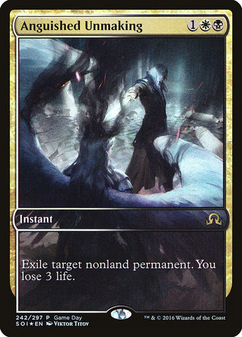 Anguished Unmaking (Game Day) (Extended Art) ESPAÑOL [Shadows over Innistrad Promos]