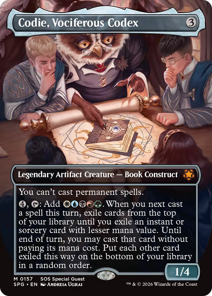 Codie, Vociferous Codex (Borderless) [Secrets of Strixhaven Special Guests]