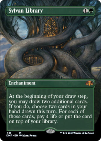 Sylvan Library (Borderless Alternate Art) JAPANESE [Dominaria Remastered]