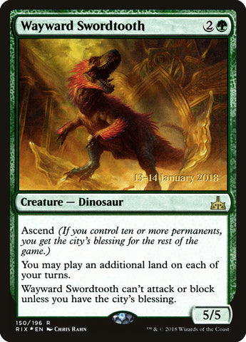 Wayward Swordtooth ESPAÑOL [Rivals of Ixalan Prerelease Promos]